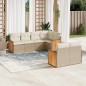 vidaXL Set sofás de jardín 7 piezas y cojines ratán sintético beige vidaXL Set sofás de jardín 7 piezas y cojines ratán sintético beige