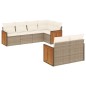 vidaXL Set sofás de jardín 7 piezas y cojines ratán sintético beige vidaXL Set sofás de jardín 7 piezas y cojines ratán sintético beige