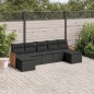 vidaXL Set de comedor de jardín 7 pzas y cojines ratán sintético negro vidaXL Set de comedor de jardín 7 pzas y cojines ratán sintético negro