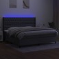 vidaXL Cama box spring colchón y luces LED tela gris claro 200x200 cm vidaXL Cama box spring colchón y luces LED tela gris claro 200x200 cm