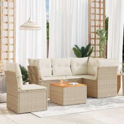 vidaXL Juego de sofás jardín con cojines 6 pzas ratán sintético beige