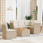 vidaXL Juego de sofás jardín con cojines 6 pzas ratán sintético beige vidaXL Juego de sofás jardín con cojines 6 pzas ratán sintético beige