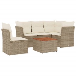 vidaXL Juego de sofás jardín con cojines 6 pzas ratán sintético beige