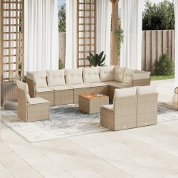 vidaXL Set de sofás de jardín 11pzas con cojines ratán sintético beige