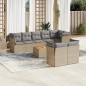 vidaXL Juego de sofás jardín con cojines beige mezcla 9 pzas ratán PE vidaXL Juego de sofás jardín con cojines beige mezcla 9 pzas ratán PE