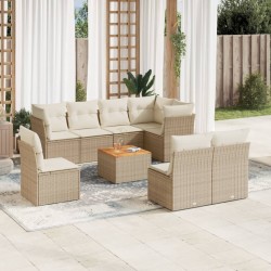 vidaXL Set de sofás de jardín 9 pzas con cojines ratán sintético beige