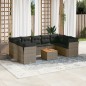 vidaXL Set de sofás de jardín 10 pzas con cojines ratán sintético gris vidaXL Set de sofás de jardín 10 pzas con cojines ratán sintético gris