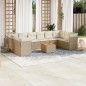 vidaXL Set de sofás de jardín 11pzas con cojines ratán sintético beige