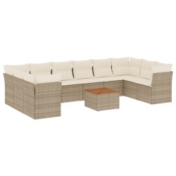 vidaXL Set de sofás de jardín 11pzas con cojines ratán sintético beige
