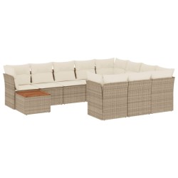 vidaXL Set de sofás de jardín 11pzas con cojines ratán sintético beige