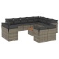 vidaXL Set sofás de jardín con cojines 13 piezas ratán sintético gris vidaXL Set sofás de jardín con cojines 13 piezas ratán sintético gris