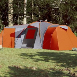vidaXL Tienda de campaña 12 personas tafetán 185T gris y naranja