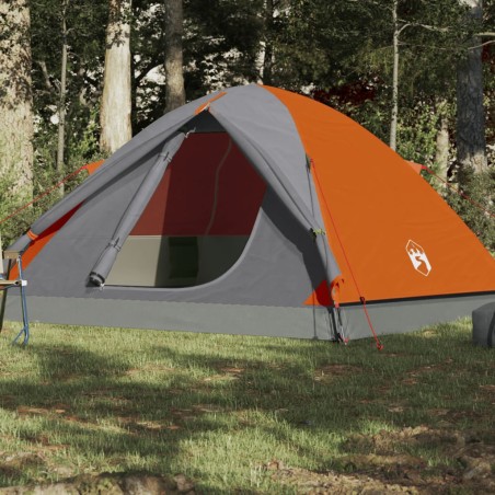 vidaXL Tienda de campaña 3 personas tafetán 190T gris y naranja