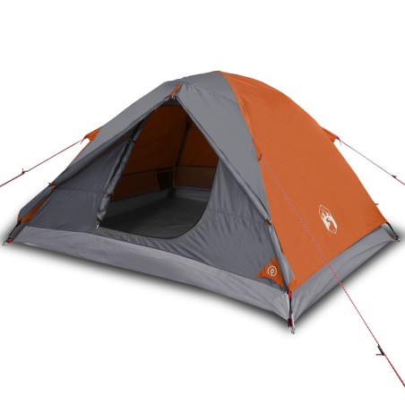 vidaXL Tienda de campaña 3 personas tafetán 190T gris y naranja