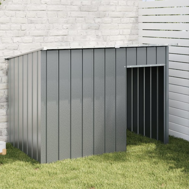 vidaXL Caseta perros con tejado acero galvanizado gris 153x91x110 cm