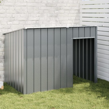 vidaXL Caseta perros con tejado acero galvanizado gris 153x91x110 cm