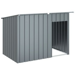 vidaXL Caseta perros con tejado acero galvanizado gris 153x91x110 cm