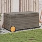 vidaXL Caja de almacenaje jardín con ruedas ratán sintético gris 190L vidaXL Caja de almacenaje jardín con ruedas ratán sintético gris 190L