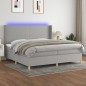 vidaXL Cama box spring con colchón tela y LED gris claro 200x200 cm vidaXL Cama box spring con colchón tela y LED gris claro 200x200 cm