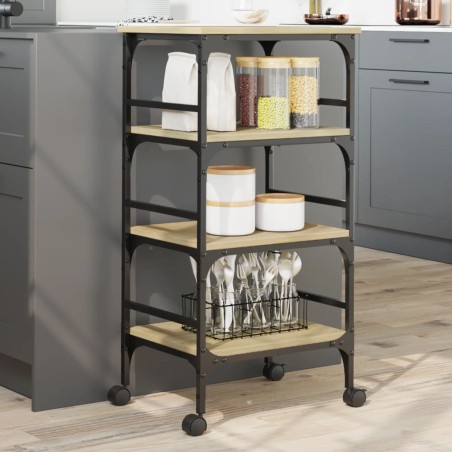 vidaXL Carrito de cocina madera ingeniería roble Sonoma 45x35x89,5 cm