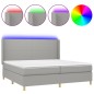 vidaXL Cama box spring con colchón tela y LED gris claro 200x200 cm vidaXL Cama box spring con colchón tela y LED gris claro 200x200 cm