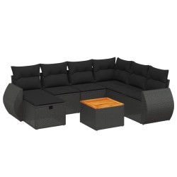 vidaXL Set de sofás de jardín 8 piezas y cojines ratán sintético negro