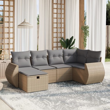 vidaXL Juego de sofás jardín con cojines beige mezcla 6 pzas ratán PE