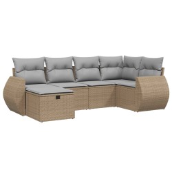 vidaXL Juego de sofás jardín con cojines beige mezcla 6 pzas ratán PE