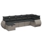 vidaXL Set de sofás de jardín 7 piezas con cojines ratán PE gris vidaXL Set de sofás de jardín 7 piezas con cojines ratán PE gris