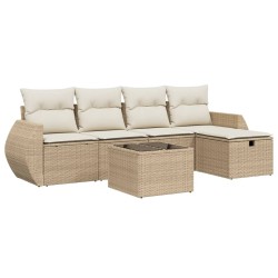 vidaXL Juego de sofás jardín con cojines 6 pzas ratán sintético beige