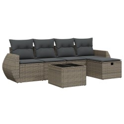 vidaXL Set de muebles de jardín 6 pzas y cojines ratán sintético gris