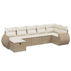 vidaXL Set sofás de jardín 7 piezas y cojines ratán sintético beige