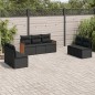 vidaXL Set de comedor de jardín 7 pzas y cojines ratán sintético negro vidaXL Set de comedor de jardín 7 pzas y cojines ratán sintético negro
