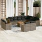 vidaXL Set sofás de jardín con cojines 13 piezas ratán sintético gris vidaXL Set sofás de jardín con cojines 13 piezas ratán sintético gris