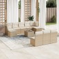 vidaXL Set de sofás de jardín 11pzas con cojines ratán sintético beige vidaXL Set de sofás de jardín 11pzas con cojines ratán sintético beige