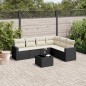 vidaXL Set de comedor de jardín 7 pzas y cojines ratán sintético negro vidaXL Set de comedor de jardín 7 pzas y cojines ratán sintético negro