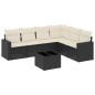 vidaXL Set de comedor de jardín 7 pzas y cojines ratán sintético negro vidaXL Set de comedor de jardín 7 pzas y cojines ratán sintético negro