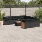 vidaXL Set de sofás de jardín 12 piezas cojines ratán sintético negro vidaXL Set de sofás de jardín 12 piezas cojines ratán sintético negro