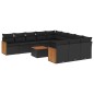 vidaXL Set de sofás de jardín 12 piezas cojines ratán sintético negro vidaXL Set de sofás de jardín 12 piezas cojines ratán sintético negro