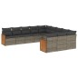 vidaXL Set de sofás de jardín 11 pzas y cojines ratán sintético gris vidaXL Set de sofás de jardín 11 pzas y cojines ratán sintético gris