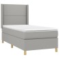 vidaXL Cama box spring colchón y luces LED tela gris claro 90x190 cm vidaXL Cama box spring colchón y luces LED tela gris claro 90x190 cm