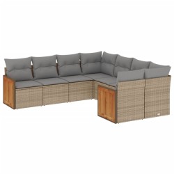 vidaXL Juego de sofás de jardín con cojines beige 8 pzas ratán PE