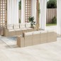 vidaXL Set de sofás de jardín 9 pzas con cojines ratán sintético beige vidaXL Set de sofás de jardín 9 pzas con cojines ratán sintético beige