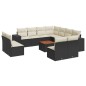 vidaXL Set de sofás de jardín 12 piezas cojines ratán sintético negro