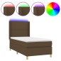 vidaXL Cama box spring colchón y luces LED tela gris taupe 90x200 cm
