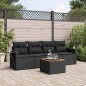 vidaXL Set de muebles de jardín 5 pzas y cojines ratán sintético negro vidaXL Set de muebles de jardín 5 pzas y cojines ratán sintético negro