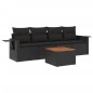 vidaXL Set de muebles de jardín 5 pzas y cojines ratán sintético negro vidaXL Set de muebles de jardín 5 pzas y cojines ratán sintético negro