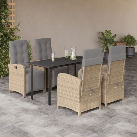 vidaXL Set comedor de jardín 5 pzas con cojines ratán sintético beige