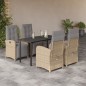 vidaXL Set comedor de jardín 5 pzas con cojines ratán sintético beige vidaXL Set comedor de jardín 5 pzas con cojines ratán sintético beige