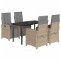 vidaXL Set comedor de jardín 5 pzas con cojines ratán sintético beige vidaXL Set comedor de jardín 5 pzas con cojines ratán sintético beige